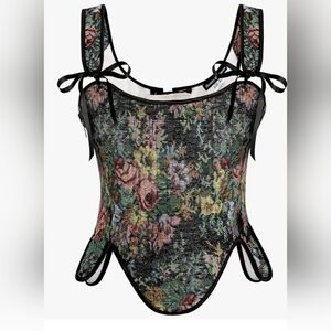 SCARLET DARKNESS Bustier Tops for Renaissance Floral Lace Up Bodyshaper Corset